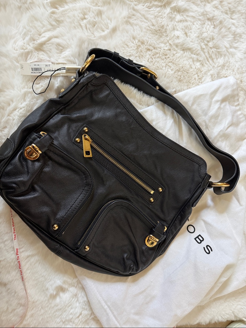 NWT Marc Jacobs Christy Black Leather Shoulder Bag Made in Italy Y2K Vintage